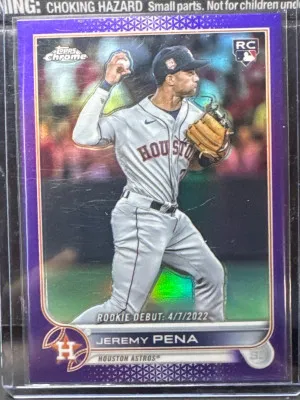 Jeremy Pena RC Debut Purple Refractor 2022 Topps Chrome USC126 Houston Astros front