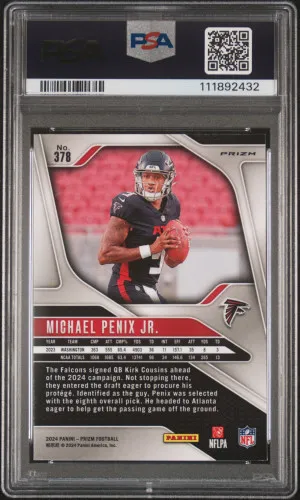 2024 Panini Prizm Michael Penix Jr. Silver Prizm PSA 10 back