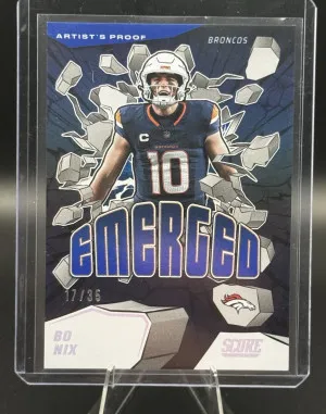 2025 Score Football  EMERGED BLUE ARTIST PROOF 17/35 BO NIX 🔥 front