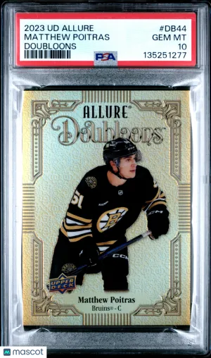2023-24 Upper Deck Allure Doubloons Matthew Poitras #DB44 Rookie PSA 10 POP 2 front