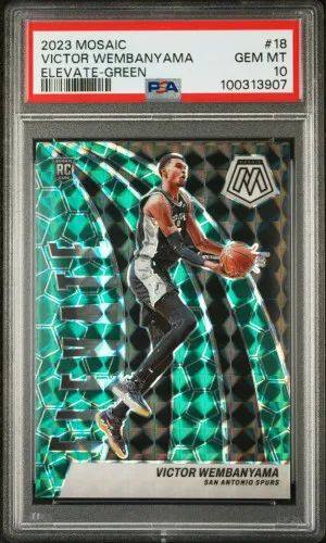 2023 Panini Mosaic Elevate Victor Wembanyama Elevate-Green Psa 10 front