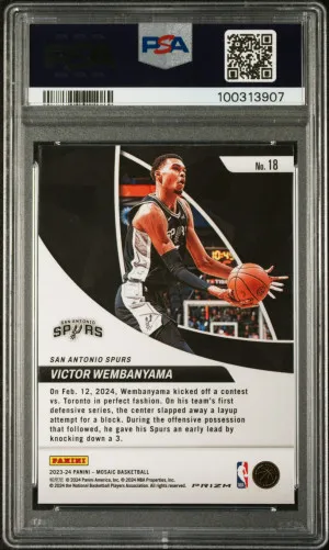 2023 Panini Mosaic Elevate Victor Wembanyama Elevate-Green Psa 10 back