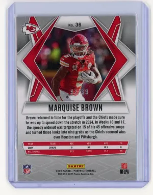 2025 Panini Phoenix #36 Marquise Brown Red Seismic 97/99 back