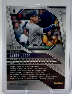 2025 Panini Prizm - Aaron Judge #26 Orange Pulsar Prizm /399 New York Yankees back