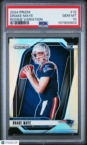 2024 Panini Prizm Rookie Variation Drake Maye #12 PSA 10 front