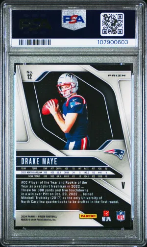 2024 Panini Prizm Rookie Variation Drake Maye #12 PSA 10 back