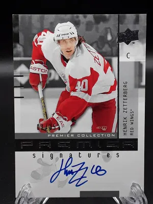 2021-22 Upper Deck Premier Signatures Henrik Zetterberg Auto /35 Red Wings front