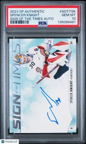Spencer Knight 2023 SP Authentic #SOTTSK Sign Of The Times Auto PSA10 GEM MT front