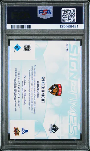 Spencer Knight 2023 SP Authentic #SOTTSK Sign Of The Times Auto PSA10 GEM MT back
