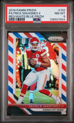 2018 Panini Prizm Patrick Mahomes Il Red/White/Blue Prizm front