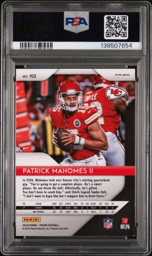 2018 Panini Prizm Patrick Mahomes Il Red/White/Blue Prizm back