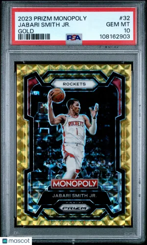 Jabari Smith Jr. 2023-24 Panini Prizm Monopoly #32 Gold /49 PSA10 GEM MT Rockets front