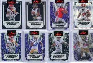 Leaf Metal Football Pre-Production Proof lot of eight 1/1 cards front