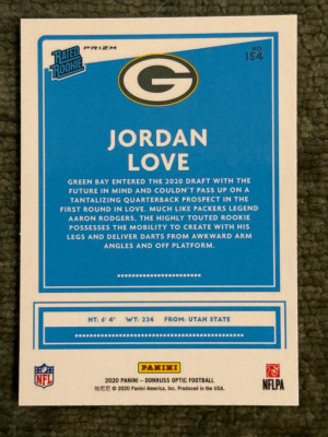 2020 Optic Jordan Love Holo RC back