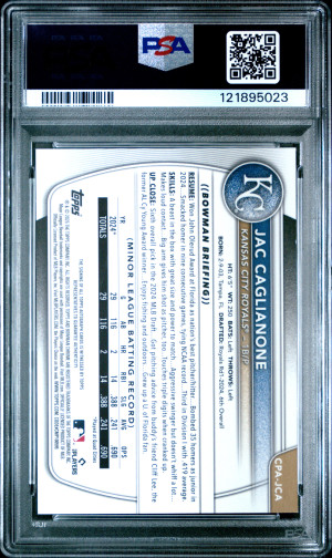 2025 Bowman Chrome Prospect Autographs Jac Caglianone Chr Pros Auto-Green Lava back
