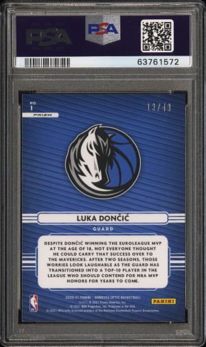 2020 Donruss Optic 🔵🔥Blue Elite Dominators Luka Doncic #d/49 SP PSA 9 Mint! back