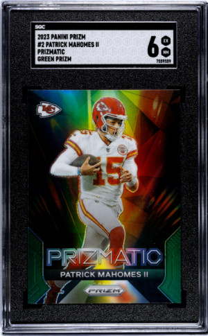 2023 Panini Prizm Green Prizm Patrick Mahomes II SGC 6 front