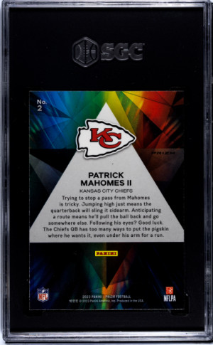 2023 Panini Prizm Green Prizm Patrick Mahomes II SGC 6 back
