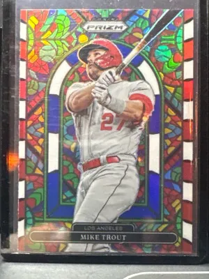 2022 Panini Prizm - Stained Glass Red White & Blue Prizm #SG-5 Mike Trout front