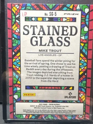 2022 Panini Prizm - Stained Glass Red White & Blue Prizm #SG-5 Mike Trout back