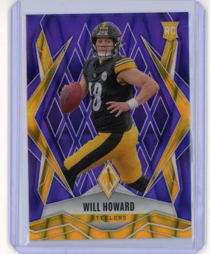 2025 Panini Phoenix Will Howard Rookie Purple Seismic 12/49 front
