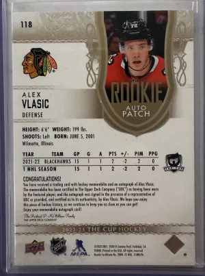 Alex Vlasic The Cup Rookie Patch Auto Gold /24 back