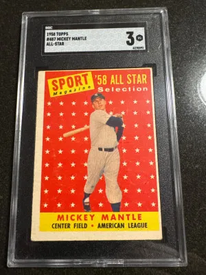 Mickey Mantle 1958 Topps All Star Selection front
