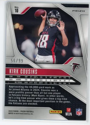 2024 Panini Prizm Kirk Cousins No Huddle Blue 56/99 back