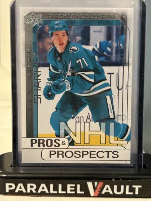 2024-25 UD Macklin Celebrini Pros & Prospects (Silver, PP-2 front