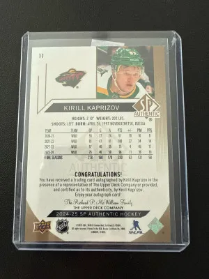 2024-25 SP Authentic Limited Auto Kirill Kaprizov back