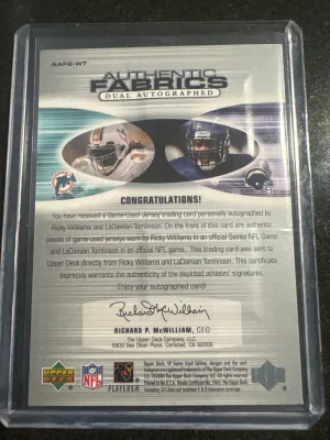 Ricky Williams And Ladainian Tomlinson Authentic Fabrics Dual Auto /50 back