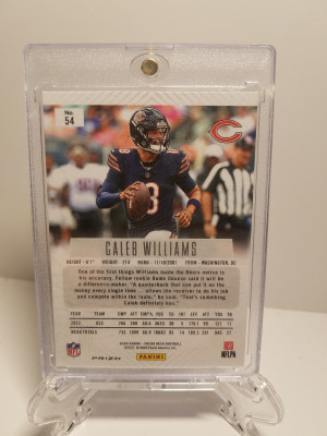 Caleb Williams Prizm Silver Deca rookie card back