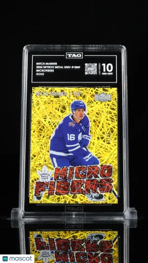 2024-25 SkyBox Metal Universe Mitch Marner #18MF Microfibers Gold 10/10 TAG 10 front