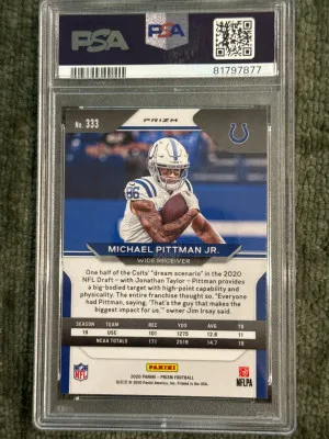 2020 Prizm Michael Pittman Jr RC Orange Lazer PSA 10 back