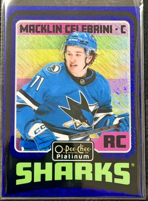 24-25 OPC Platinum Macklin Celebrini Blue Luster /100 front