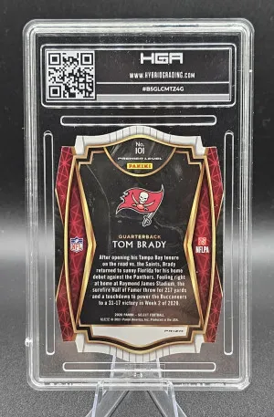 #101 Tom Brady 2020 Panini Select - Light Blue Prizm Die Cut HGA 9.5 back