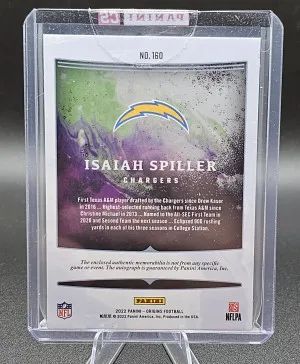 #160 Isaiah Spiller 2022 Panini Origins Football #/75 back