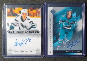 William Eklund lot of 2 Autograph cards front