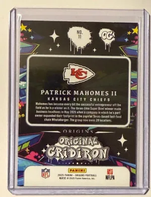 2025 Panini Origins Patrick Mahomes II Original Gridiron #11 Chiefs back