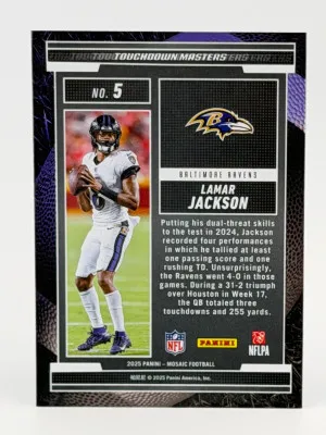 2025 Panini Mosaic - Touchdown Masters Lamar Jackson #5 back