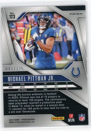 2022 Panini Prizm #123 Michael Pittman Jr. Purple 41/125 back