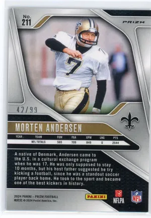 2024 Panini Prizm #211 Morten Andersen Blue Ice /99 back