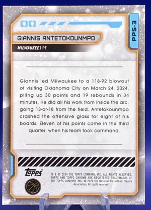 2024 Topps Chrome Cosmic SSP Giannis Antetokounmpo Planetary Pursuit - The Sun back