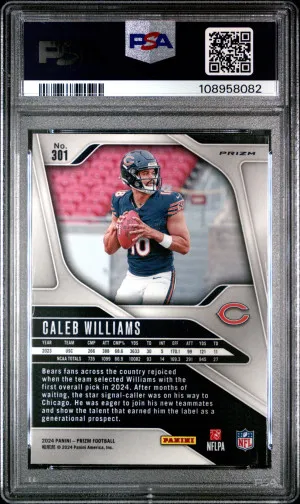 2024 Panini Prizm Caleb Williams #301 Lazer PSA 9 back