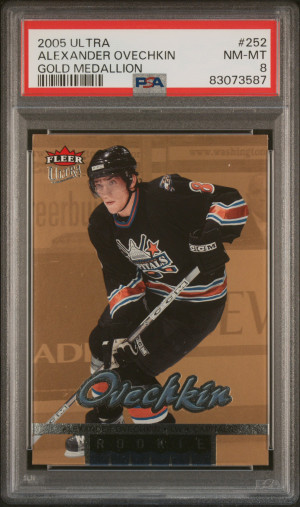 2005 Ultra Alexander Ovechkin Gold Medallion PSA 8 front