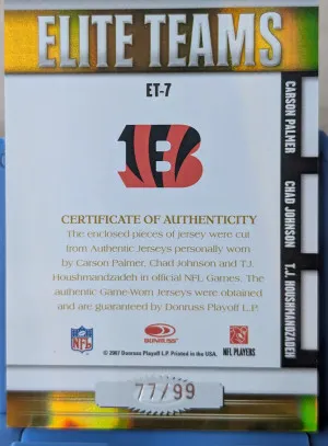 2007 Donruss Elite Cincinnati Bengals Elite Team #77/99 back