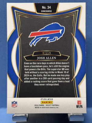 2024 Panini Select #34 Josh Allen Red/Blue Prizm Shock back