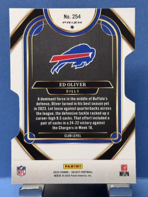 2024 Panini Select #254 Ed Oliver Club Level Silver Die-Cut Prizm back