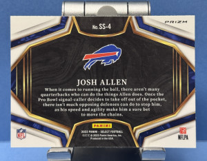 2022 Panini Select #SS-4 Josh Allen Snapshots Silver Prizm back