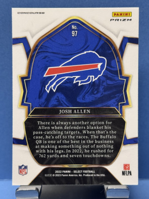 2022 Panini Select #97 Josh Allen Concourse Silver Prizm back